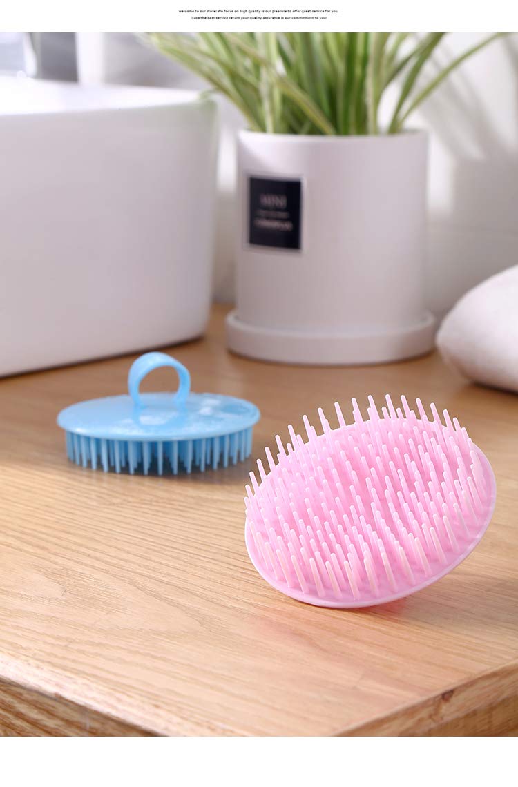 Aroveea Hair Scalp Brush Dandruff Cleaning Brush Shower Scalp Shampoo Brush Scalp Massager Pack of 4(Blue and Pink) - Image 3